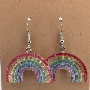 Clear Acrylic Multicolor Rainbow Drop Earrings